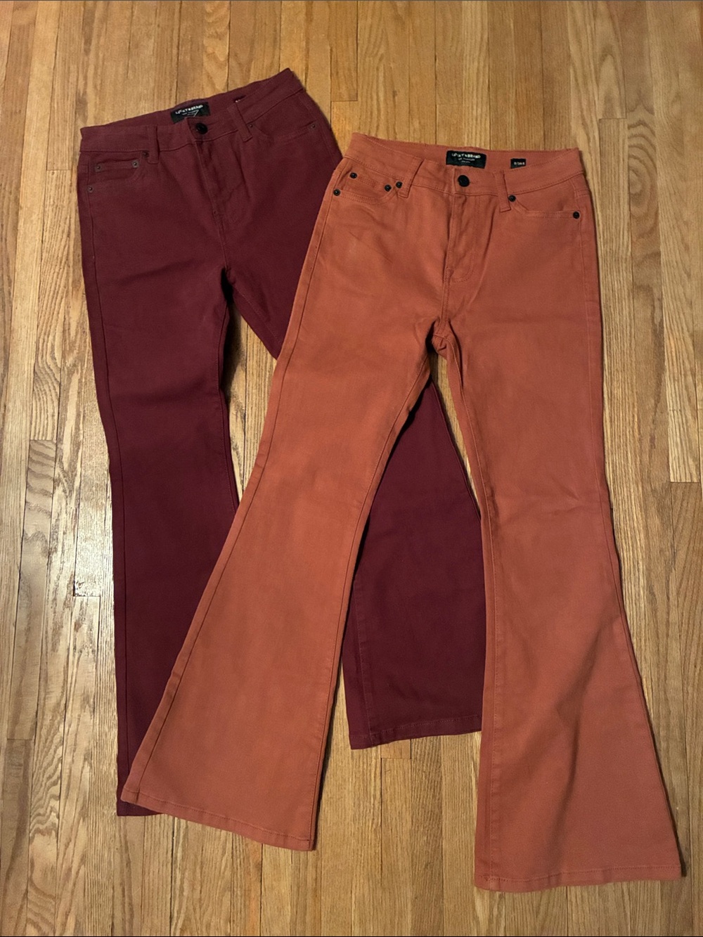 Lucky Brand Flared Pants in Deep Burgundy and Rust